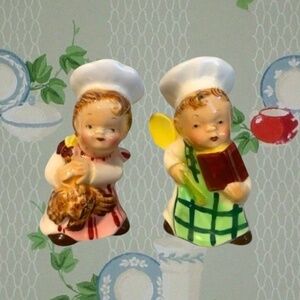 Vintage PY Japan Chef Kids Salt and Pepper Shakers